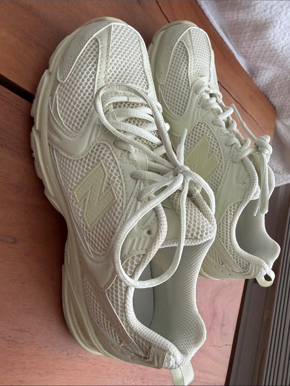 New Balance Off-White/Light Cream Athletic Sneakers